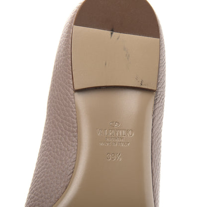 Valentino Garavani Pebbled Calfskin Rockstud Ankle Strap Ballerina Flats 39.5 Poudre 7 of 8