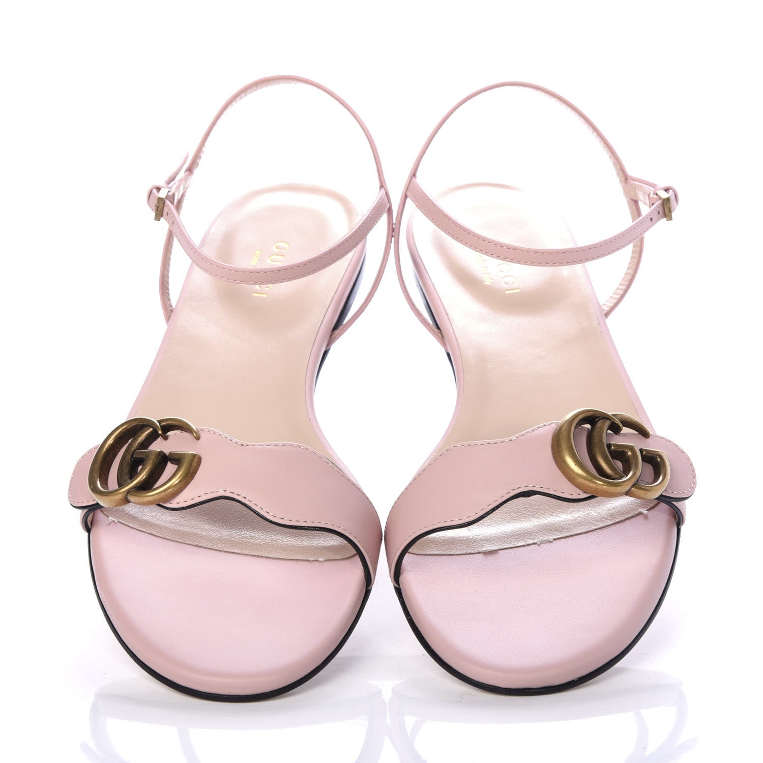 Gucci Lifford Calfskin GG Marmont Ankle Wrap Flat Sandals 38.5 Perfect Pink 5 of 10