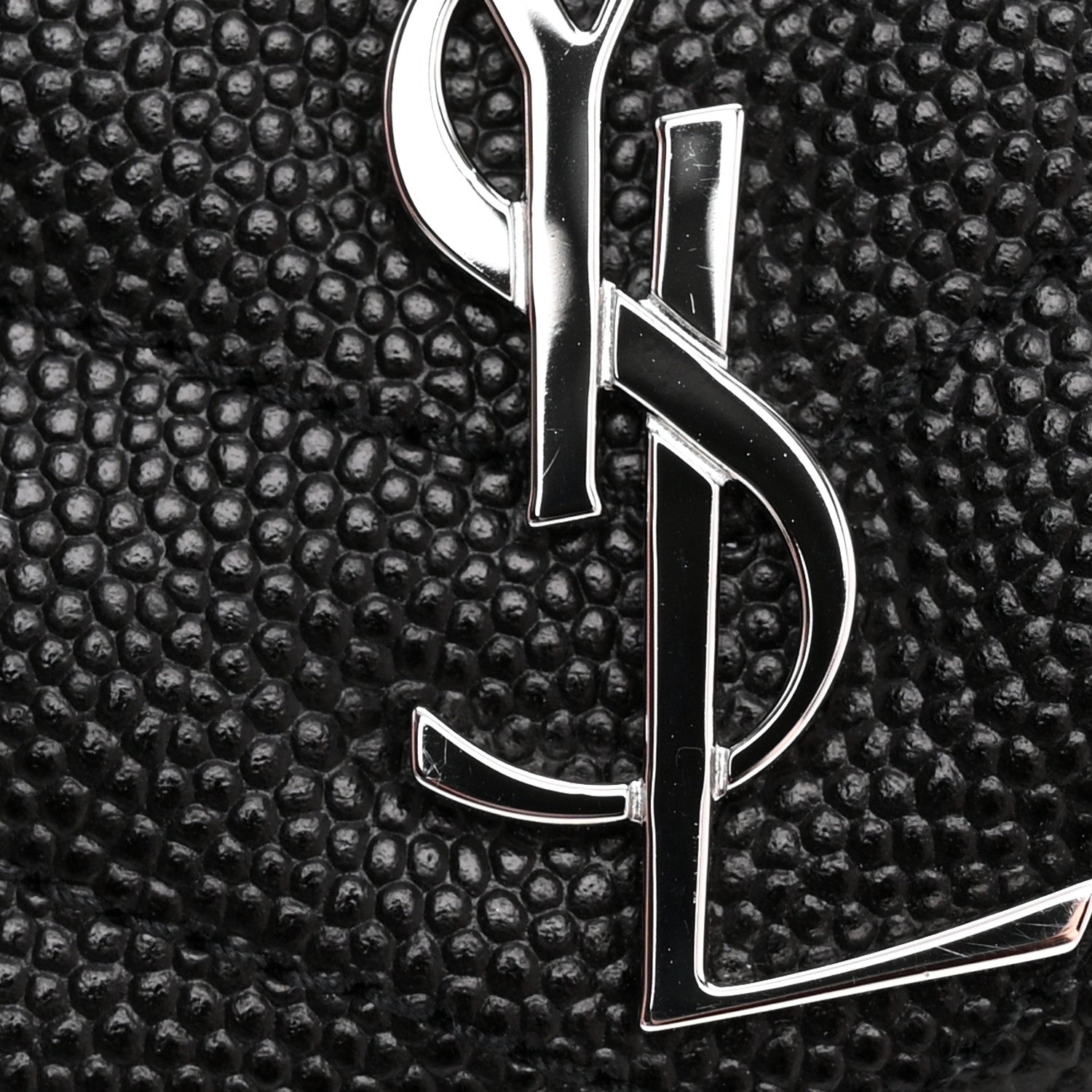 Saint Laurent Grain De Poudre Matelasse Chevron Monogram Credit Card Case Black 8 of 9