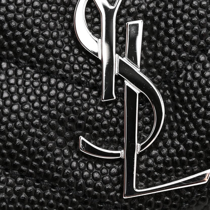 Saint Laurent Grain De Poudre Matelasse Chevron Monogram Credit Card Case Black 8 of 9