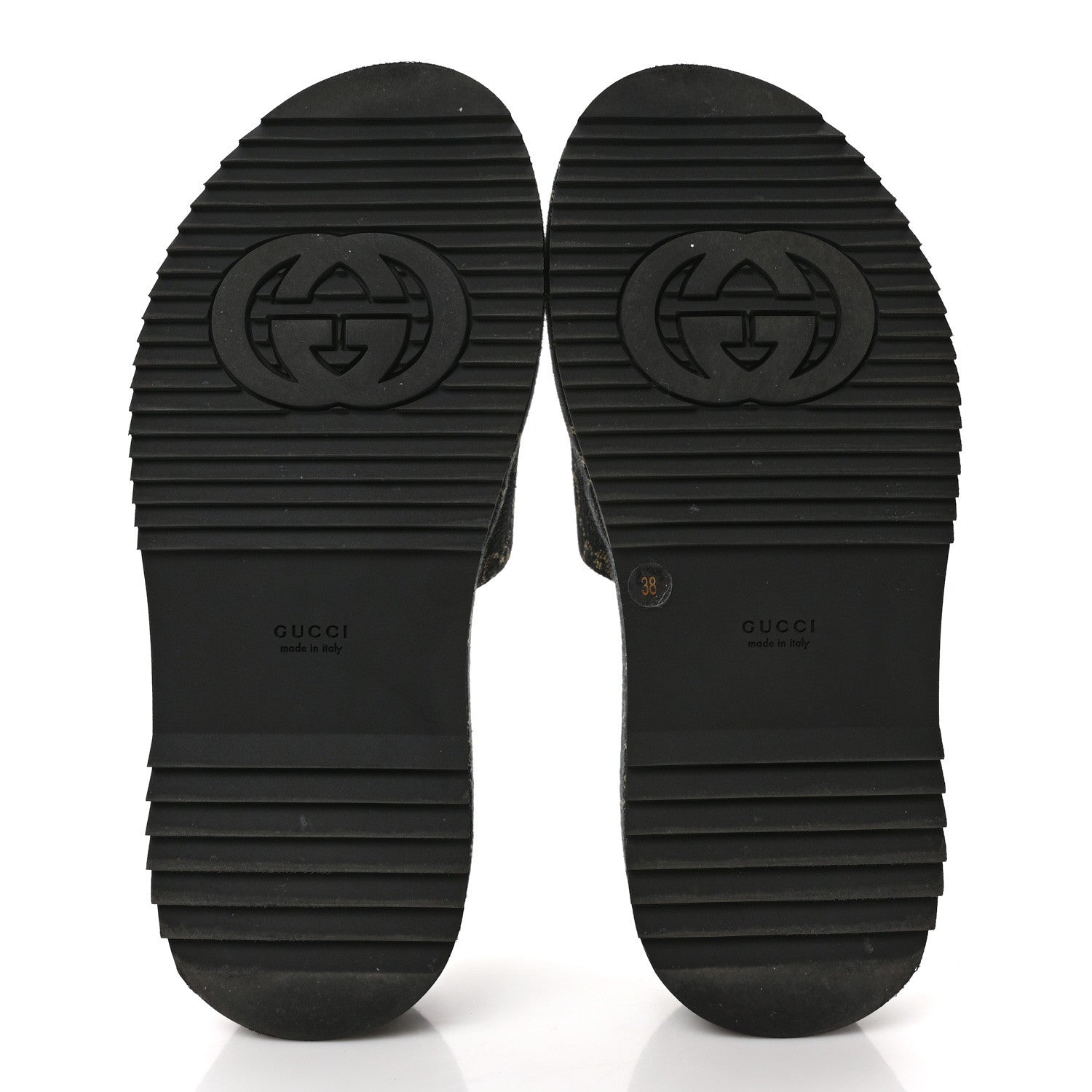 Gucci Jacquard Black Denim GG Monogram Angelina Platform 55mm Slide Sandals 38 Black Ivory 6 of 9