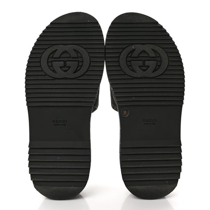 Gucci Jacquard Black Denim GG Monogram Angelina Platform 55mm Slide Sandals 38 Black Ivory 6 of 9