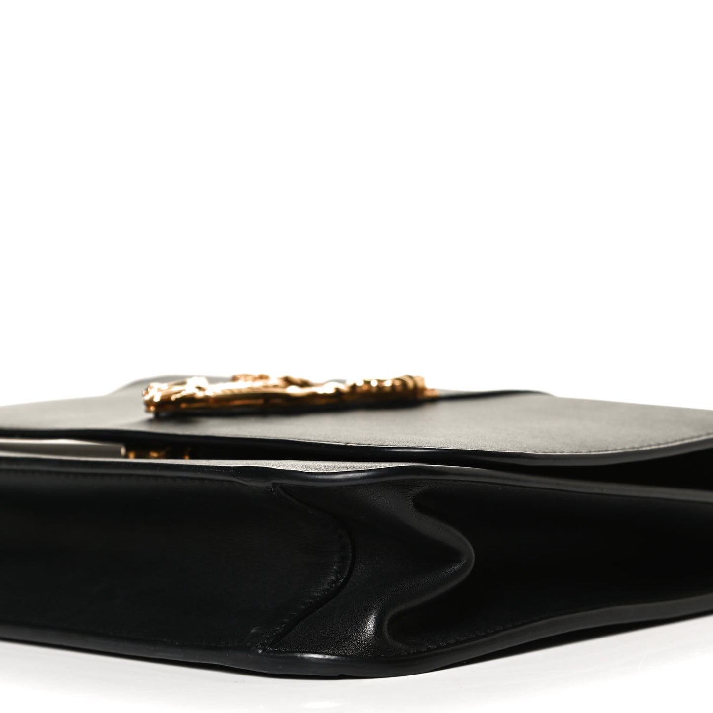 Vitello Barocco Virtus Top Handle Shoulder Bag Black