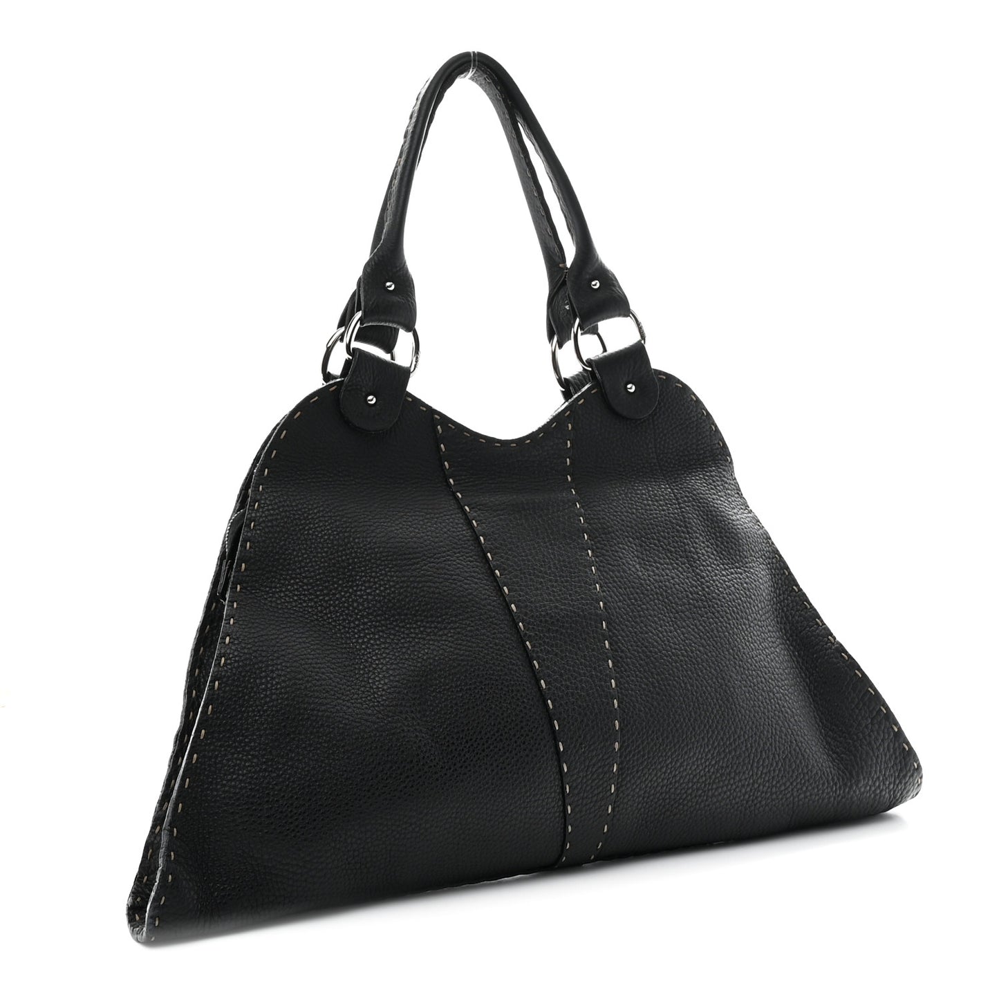 Calfskin Romano Selleria Diablo Large Shopper Black