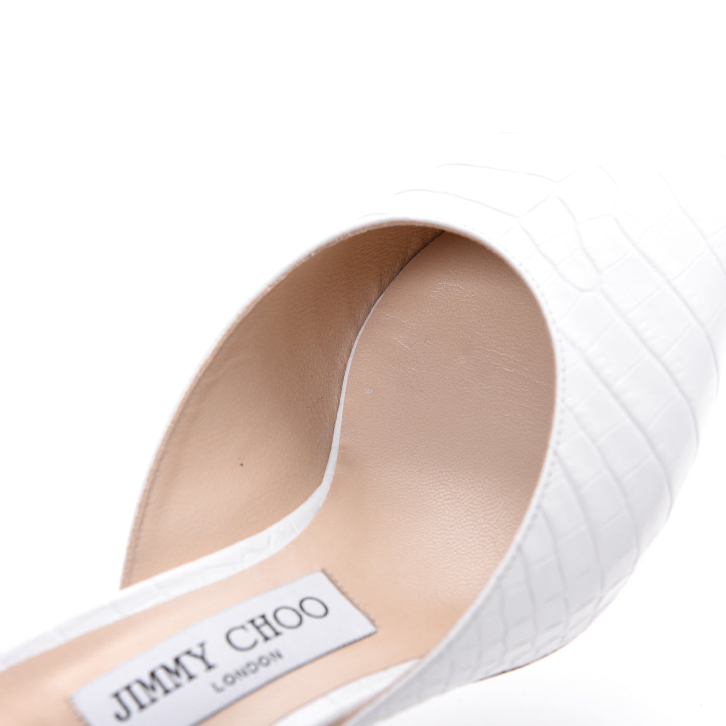 Calfskin Crocodile Embossed Rav 65 Mule Pumps 38 Latte