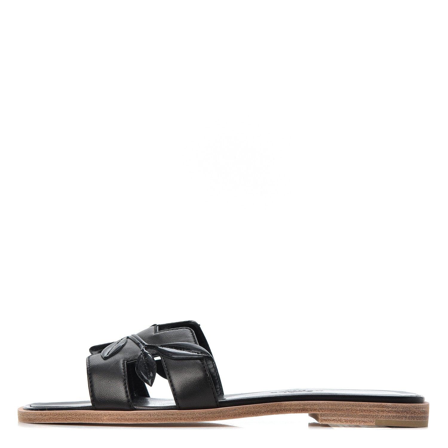 Hermes Nappa Patent Laurel Oran Sandals 35 Black 1 of 18