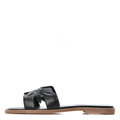 Hermes Nappa Patent Laurel Oran Sandals 35 Black 1 of 18