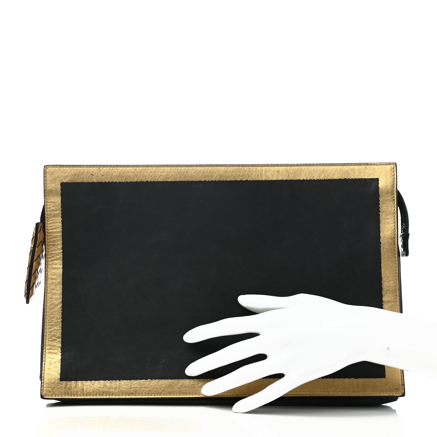 Gilded Waxed Leather Large Pouch Gold Black