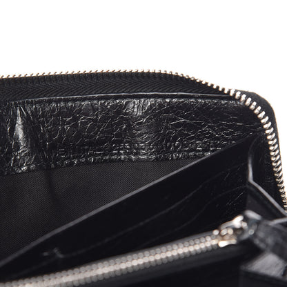 Balenciaga Agneau Classic Silver Hardware Continental Zip Around Wallet Black 7 of 9