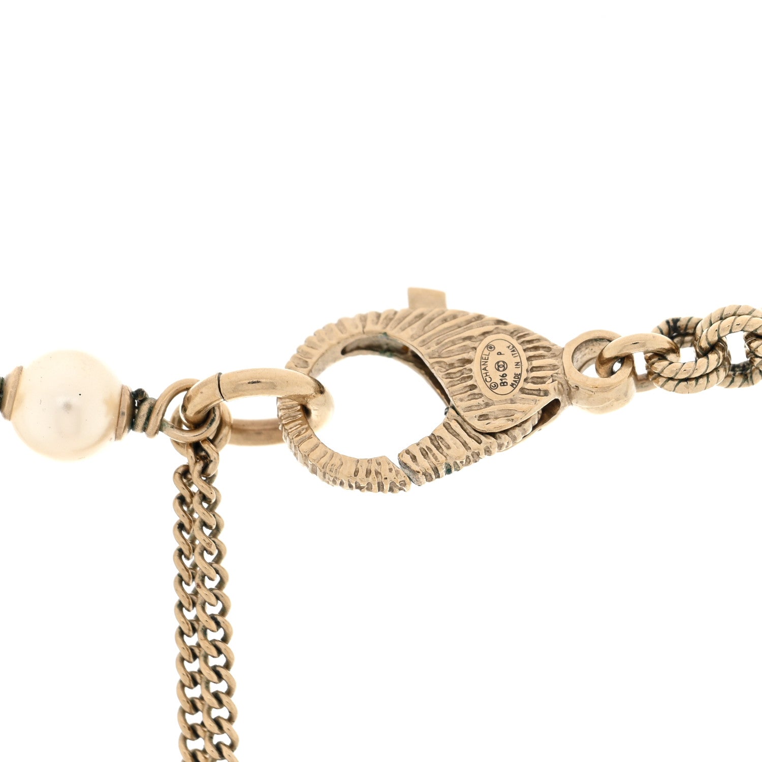 Chanel Pearl Beaded CC Short Necklace White Gold 4 of 5