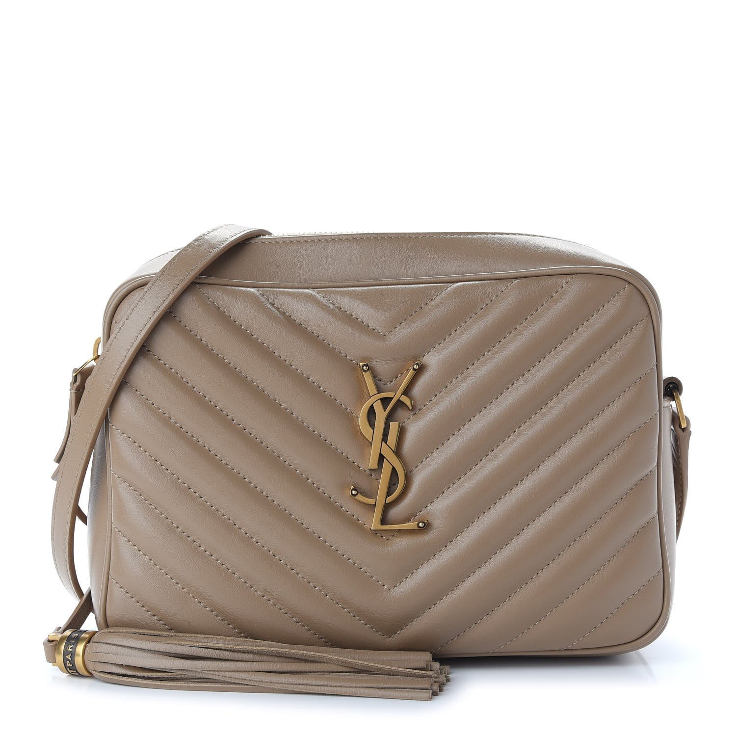 Saint Laurent Calfskin Matelasse Monogram Lou Camera Bag Dark Beige 1 of 7