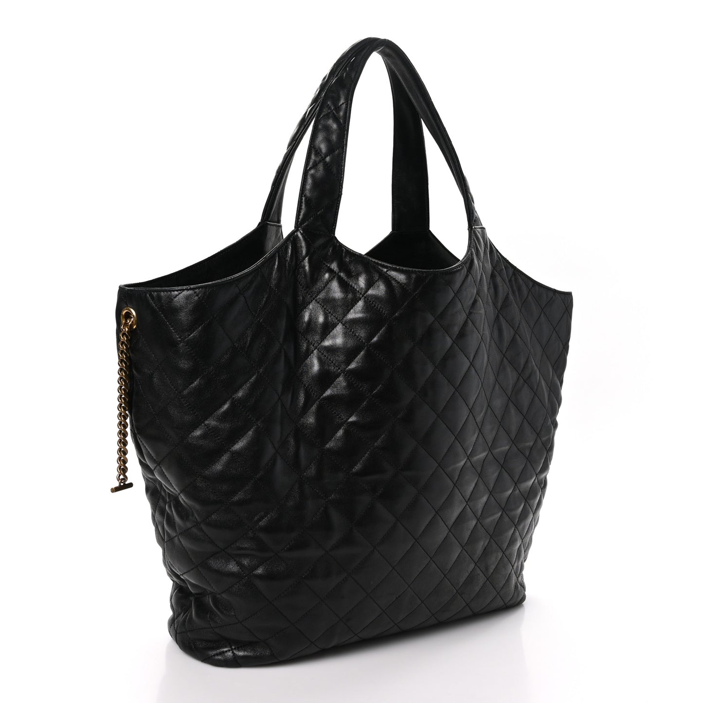 Lambskin Quilted Maxi Icare Shopping Tote Black