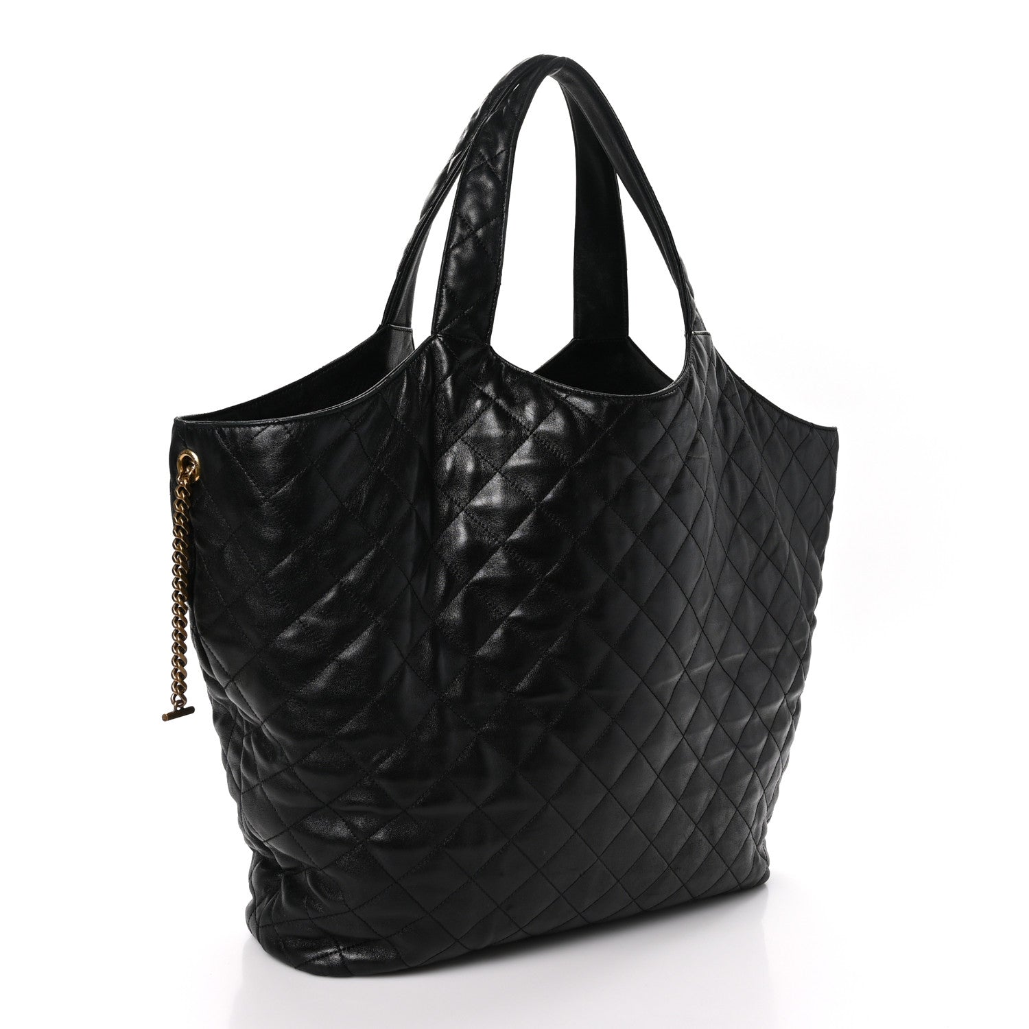 Saint Laurent Lambskin Quilted Maxi Icare Shopping Tote Black 3 of 11