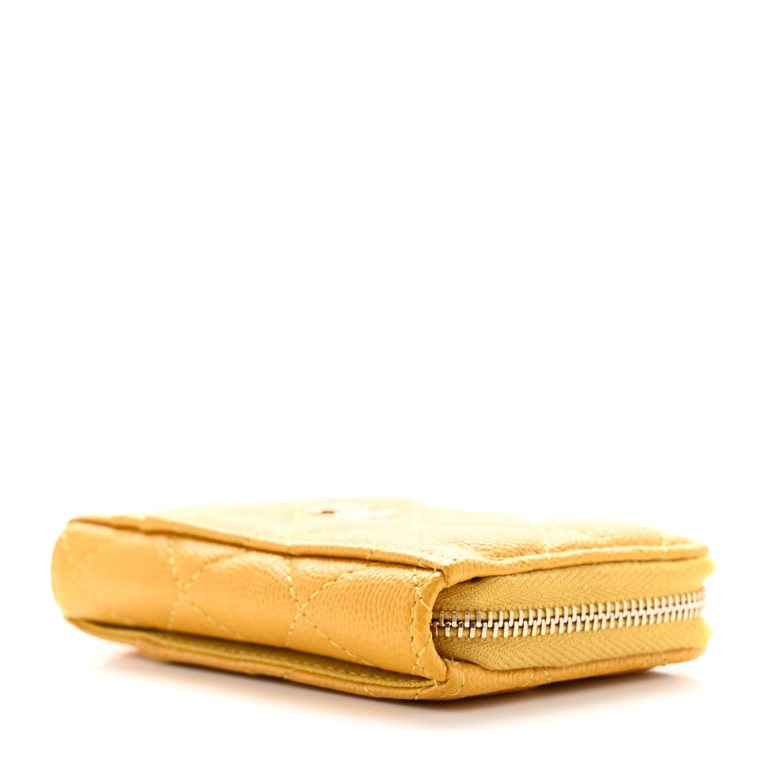 Chanel Caviar Quilted Zip Card Holder Yellow 4 of 7