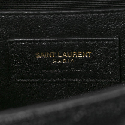Saint Laurent Grain De Poudre Textured Mixed Matelasse Triquilt Medium Monogram Satchel Black 7 of 12