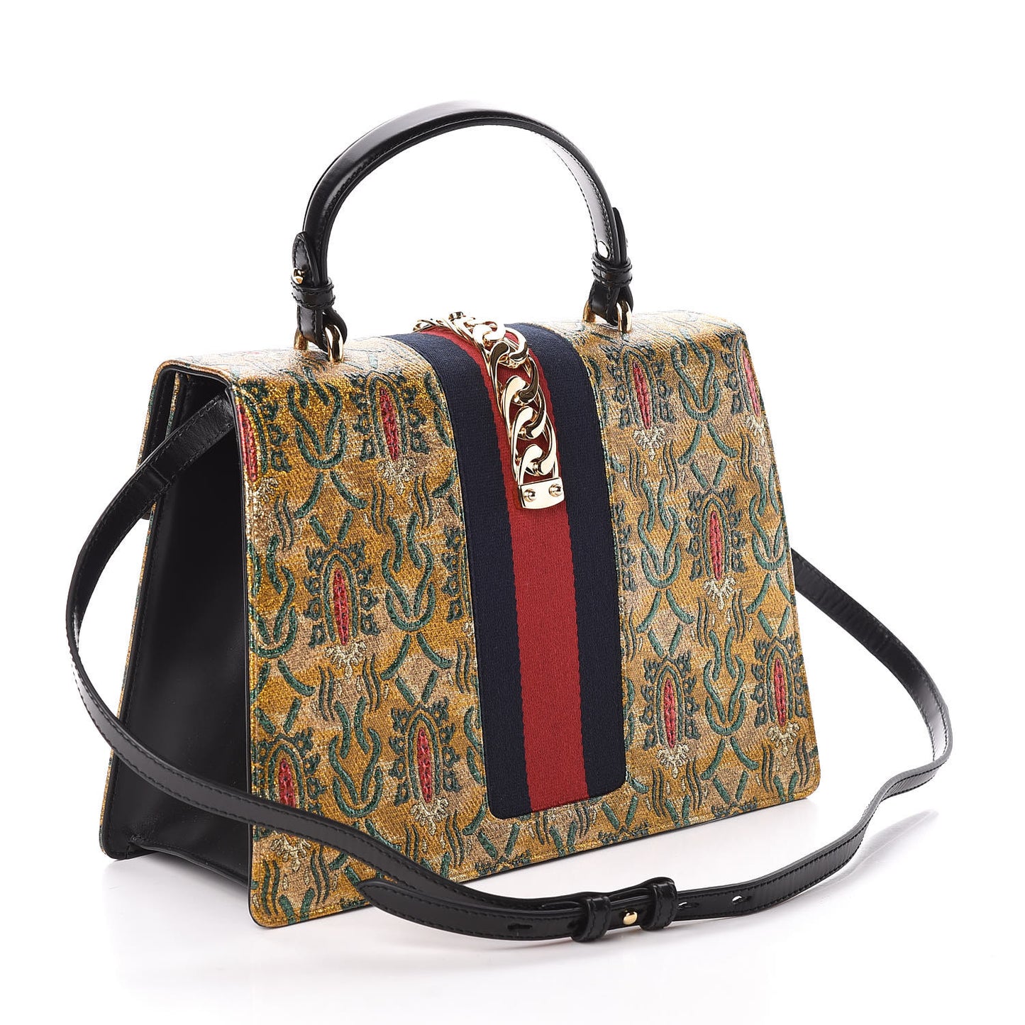 Iridescent Brocade Medium Sylvie Top Handle Bag Gold