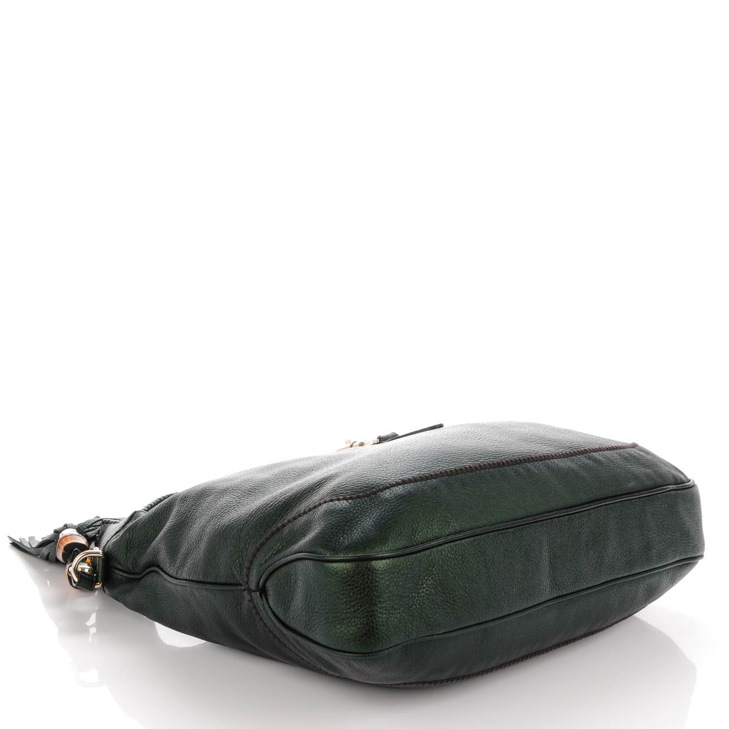 Metallic Pebbled Calfskin Large New Jackie Shoulder Bag Green