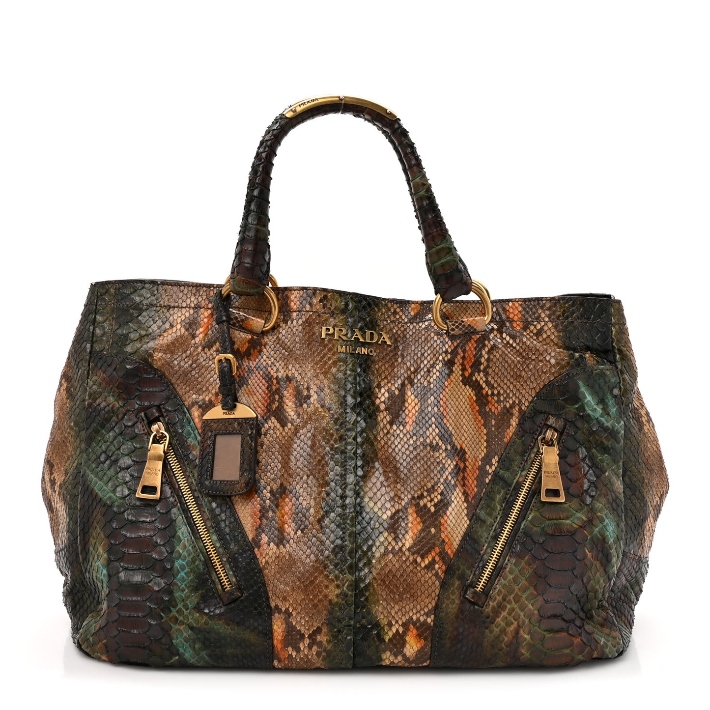 Snakeskin Front Pocket Tote Multicolor