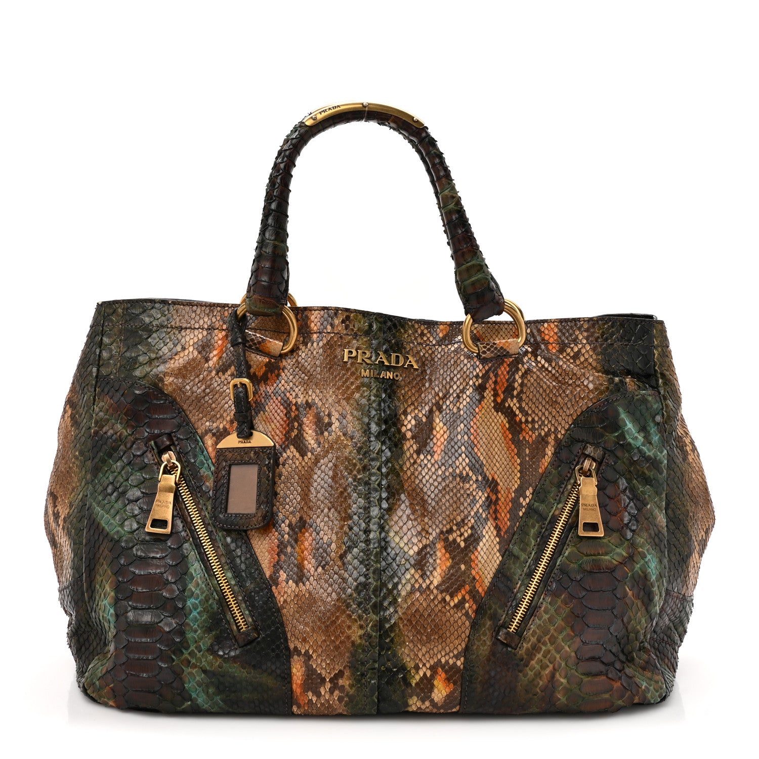 Prada Snakeskin Front Pocket Tote Multicolor 1 of 10