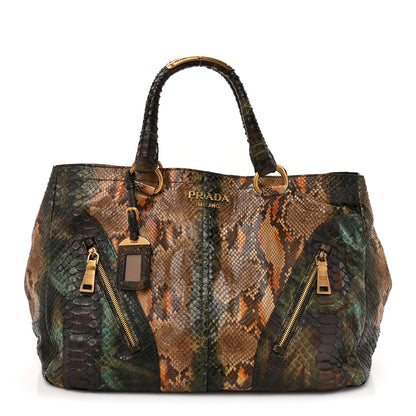 Prada Snakeskin Front Pocket Tote Multicolor 1 of 10