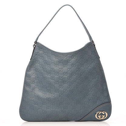 Gucci Guccissima Medium New Britt Hobo Blue 1 of 10