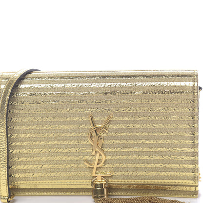 Saint Laurent Metallic Goatskin Lambskin Classic Monogram Kate Tassel Chain Wallet Gold 10 of 10