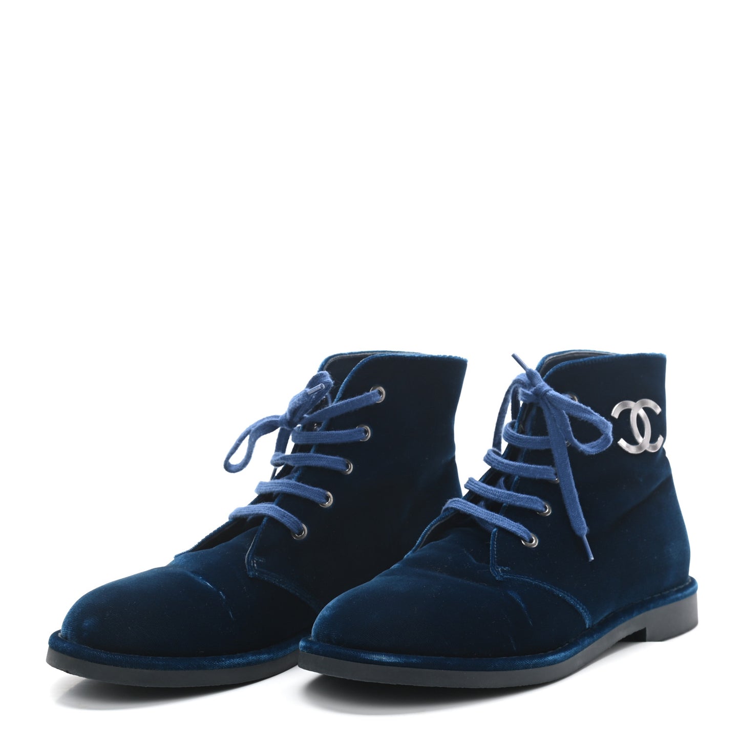 Velvet CC Lace Up Boots 38.5 Blue