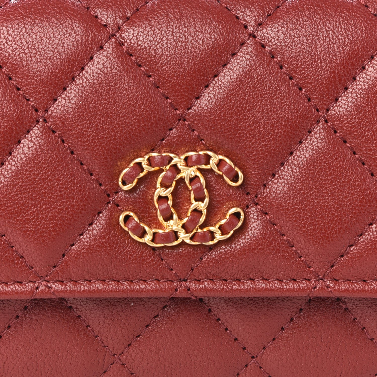 Chanel Lambskin Quilted Medium 19 Flap Wallet Burgundy 9 of 10