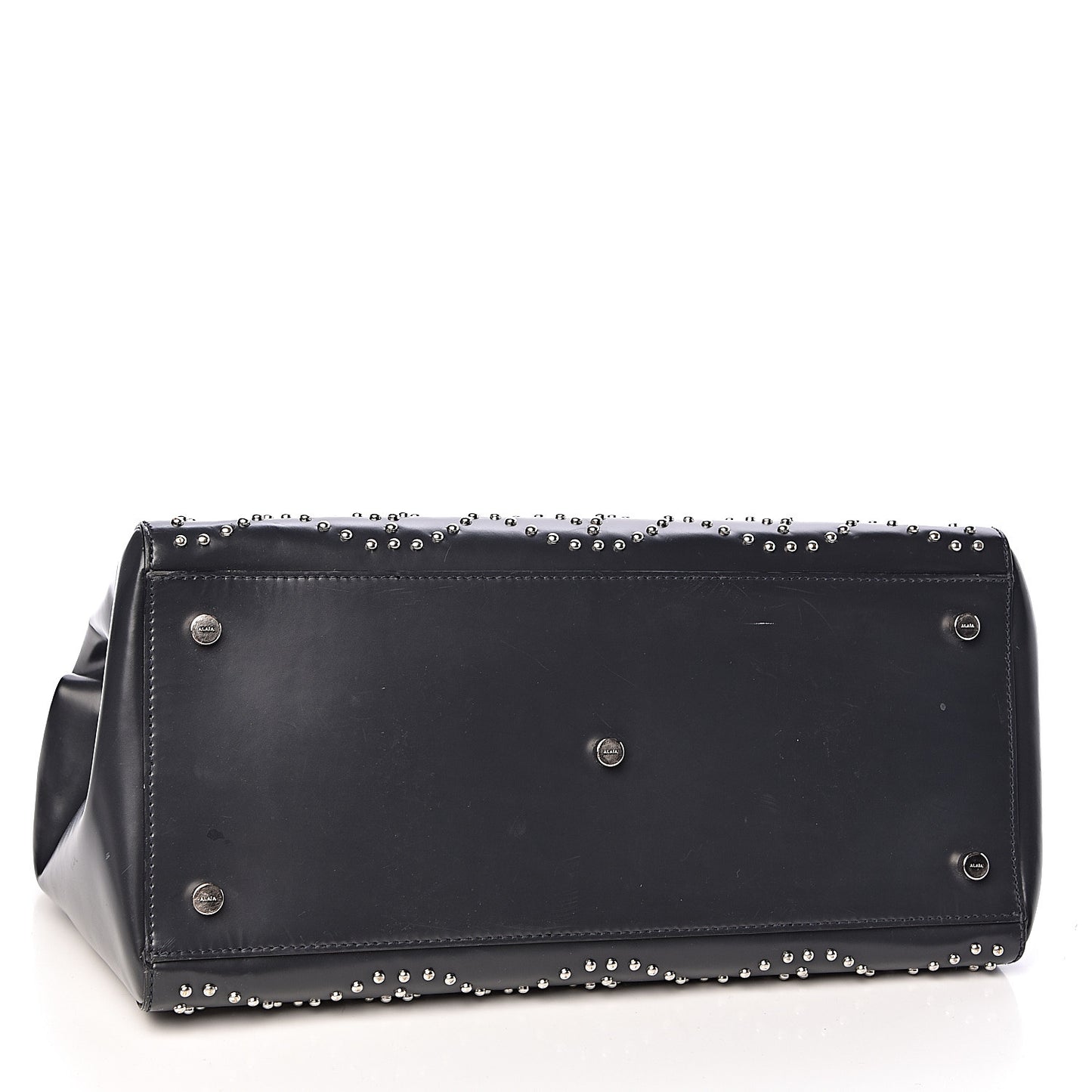 Calfskin Arabesque Studded Clous Tote Dark Grey