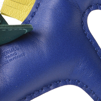Hermes Milo Lambskin Grigri Rodeo Horse Bag Charm PM Bleu Electrique Lime Malachite 4 of 5