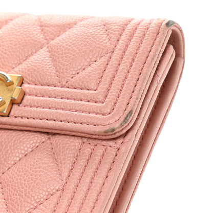 Chanel Caviar Quilted Boy Compact Wallet Pink 12 of 14