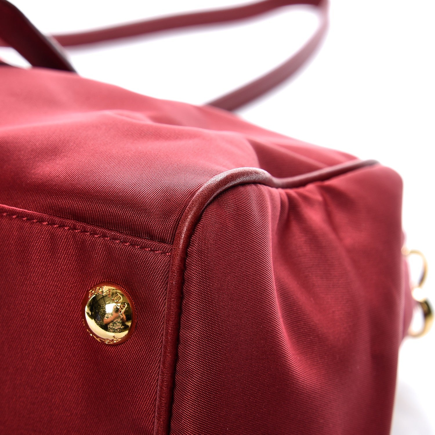 Prada Tessuto Nylon Soft Calf Shopping Satchel Cherry 9 of 9