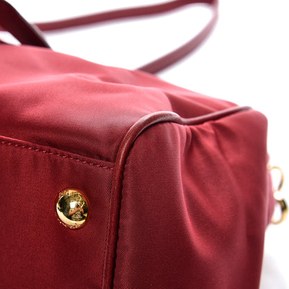 Prada Tessuto Nylon Soft Calf Shopping Satchel Cherry 9 of 9