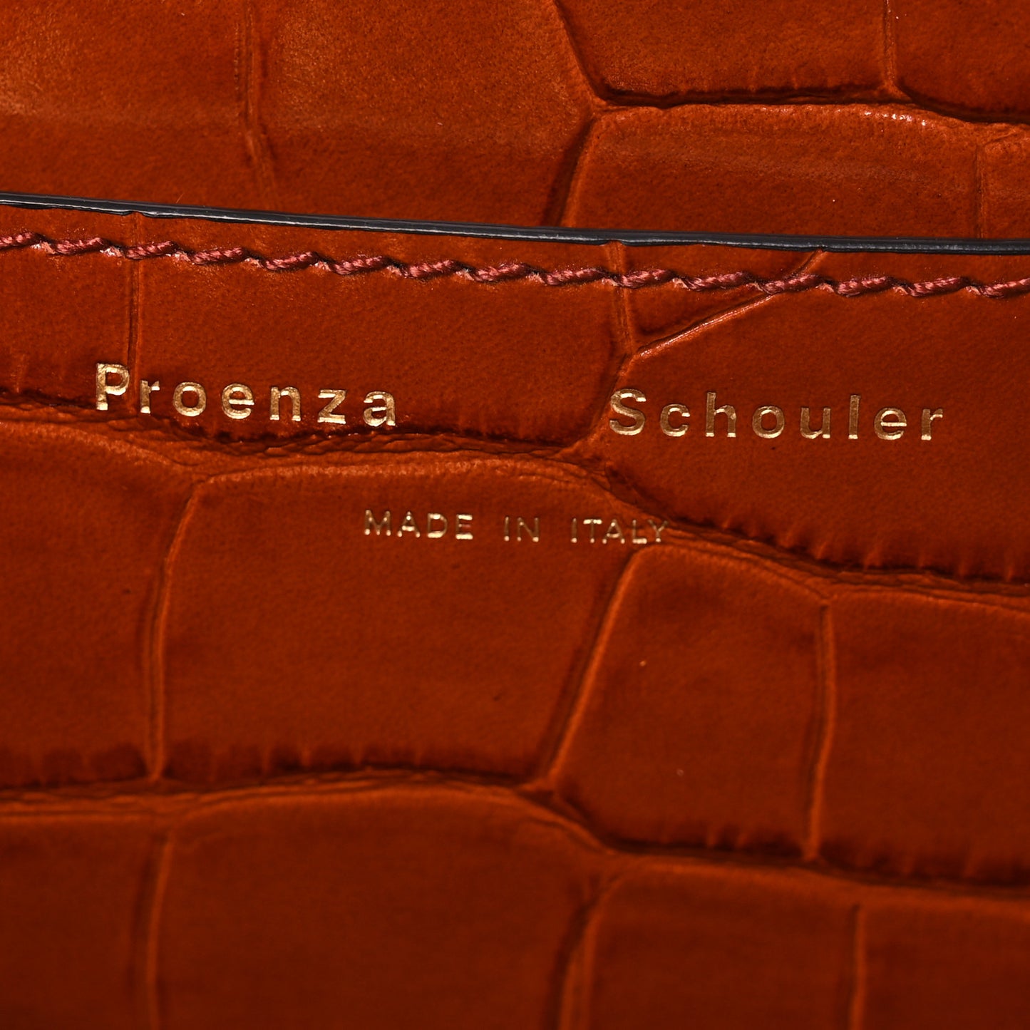 Calfskin Crocodile Embossed Small Pipe Bag Chestnut