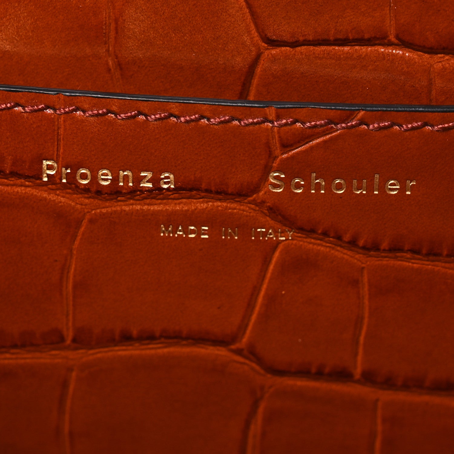 Proenza Schouler Calfskin Crocodile Embossed Small Pipe Bag Chestnut 7 of 16