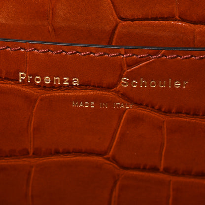 Proenza Schouler Calfskin Crocodile Embossed Small Pipe Bag Chestnut 7 of 16
