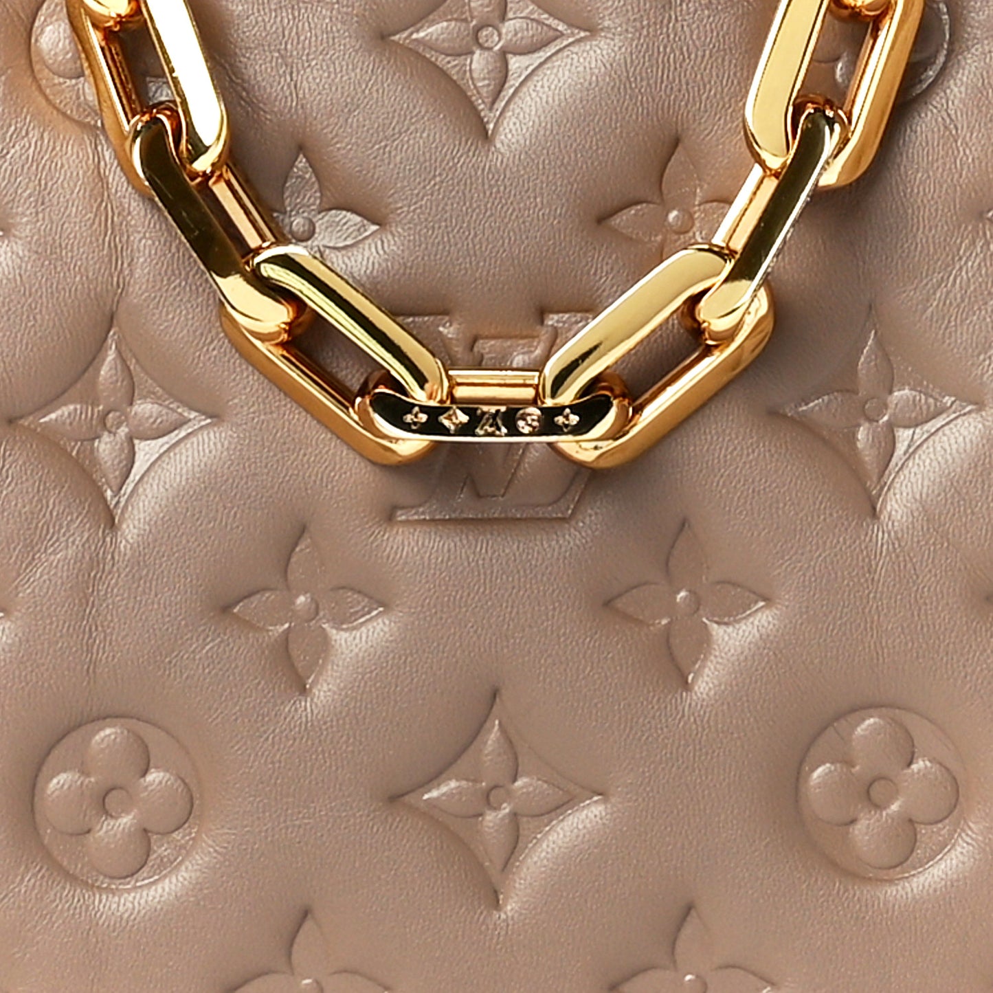 Lambskin Embossed Monogram Coussin PM Taupe