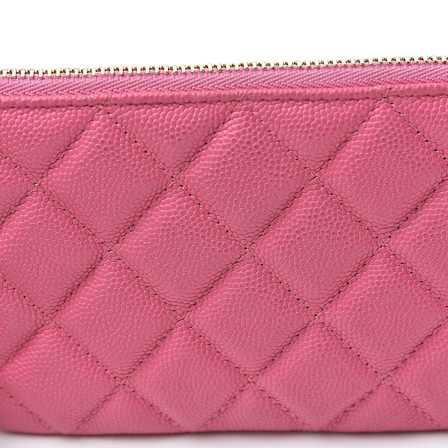 Iridescent Caviar Quilted Small Cosmetic Case Pink