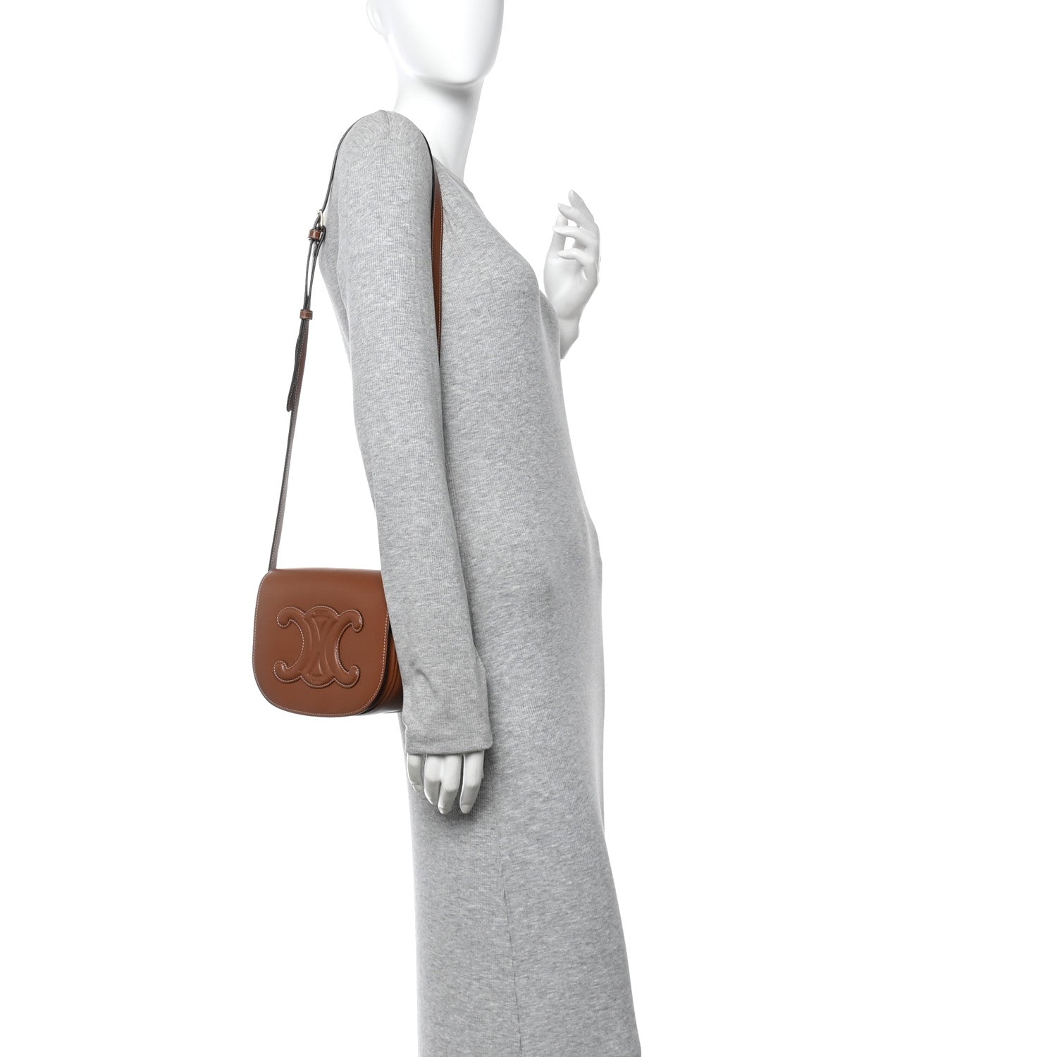 Celine Smooth Calfskin Cuir Triomphe Folco Crossbody Bag Tan 2 of 13