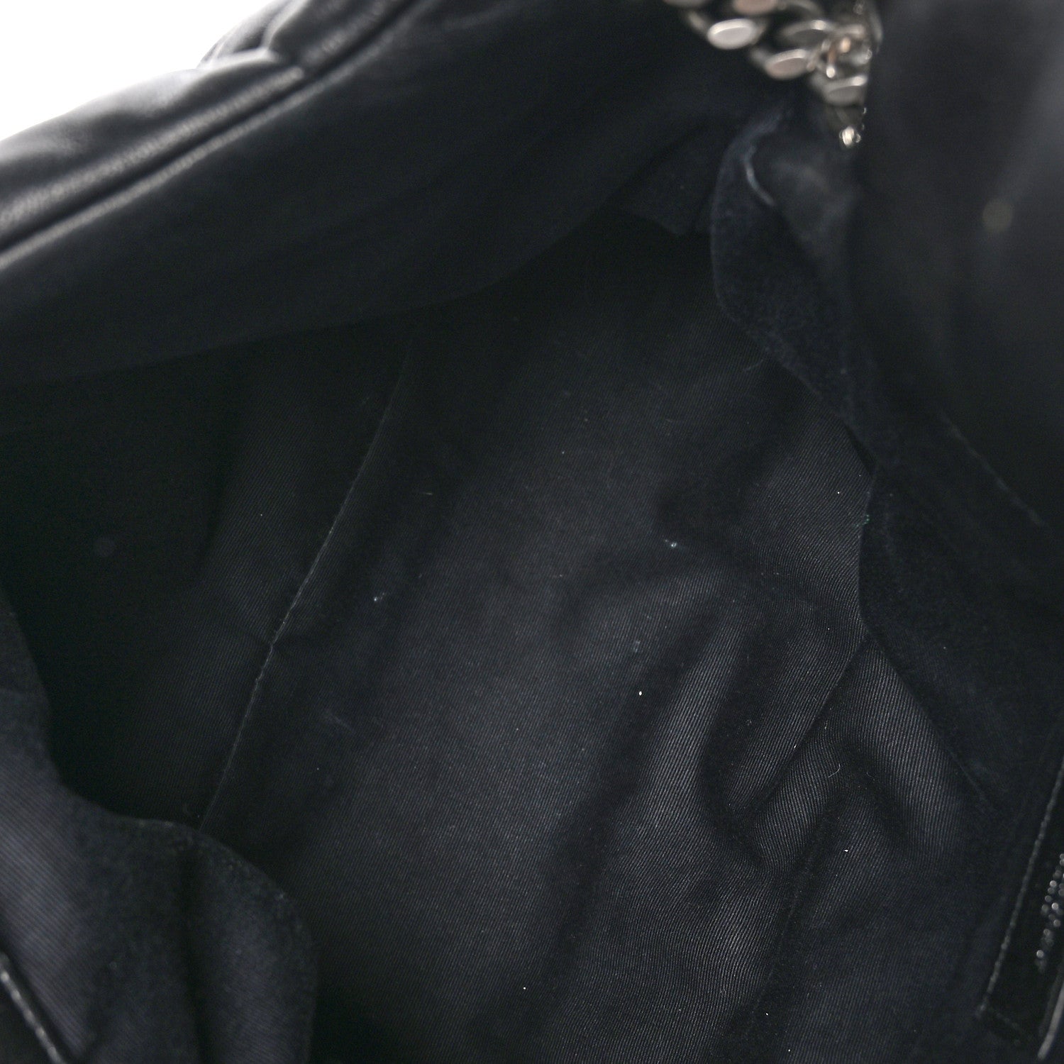 Saint Laurent Lambskin Quilted Medium Loulou Puffer Monogram Chain Satchel Black 5 of 9