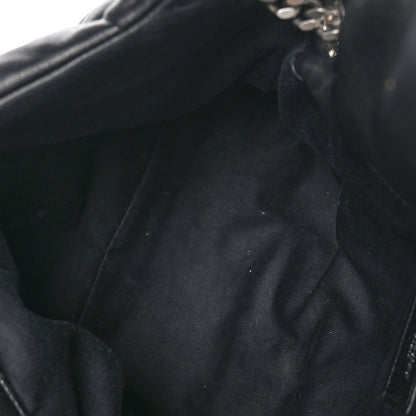 Saint Laurent Lambskin Quilted Medium Loulou Puffer Monogram Chain Satchel Black 5 of 9