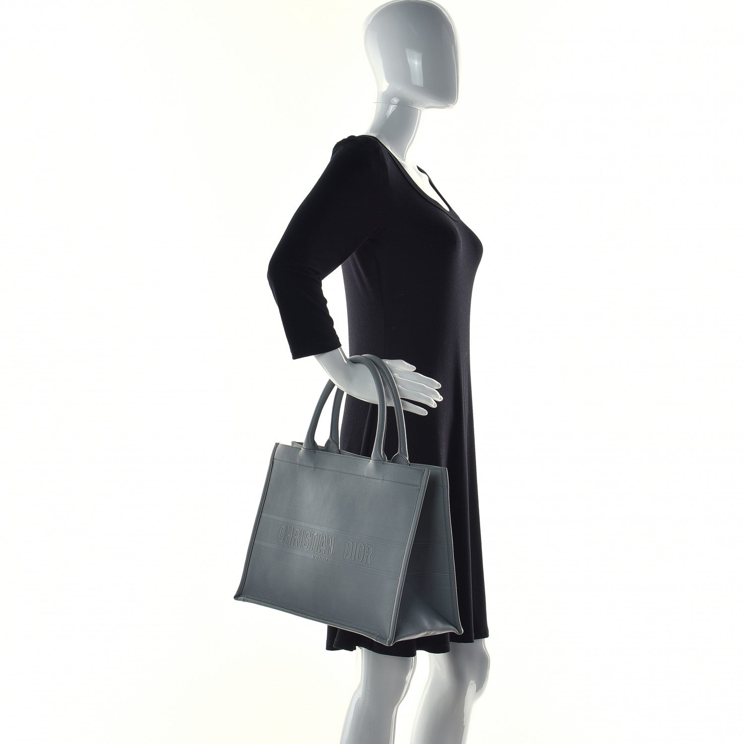 Christian Dior Calfskin Embossed Medium Book Tote Grey 2 of 20