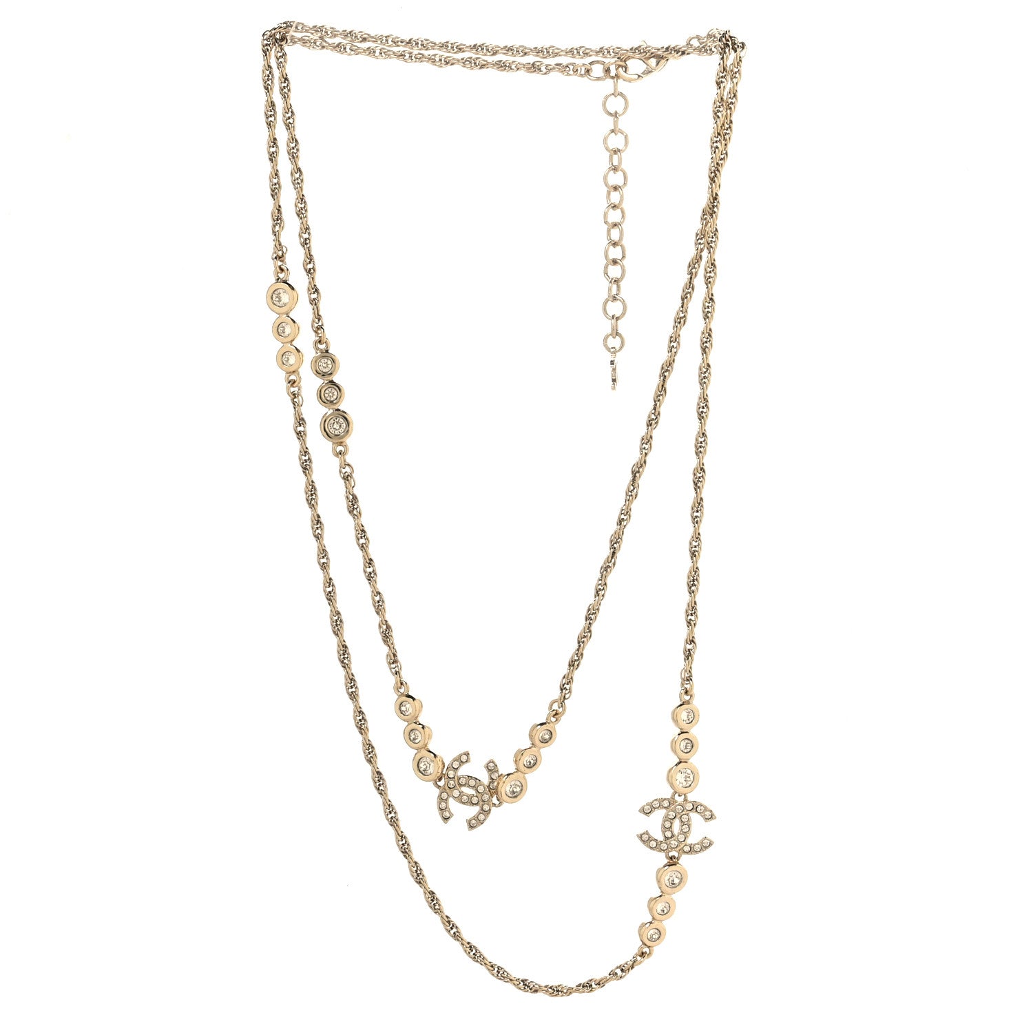 Chanel Crystal CC Twist Long Necklace Gold 3 of 4
