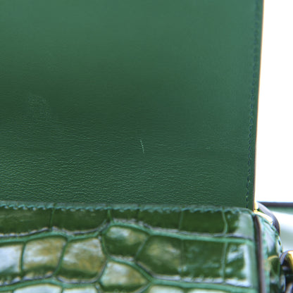 Chloe Calfskin Crocodile Embossed Mini C Double Carry Woodsy Green 13 of 15