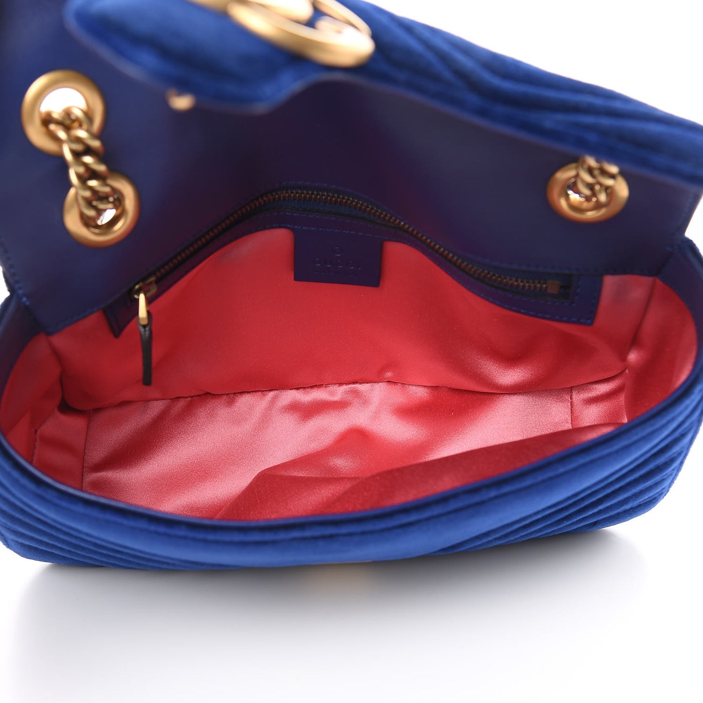 Velvet Matelasse Small GG Marmont Shoulder Bag Cobalt Blue