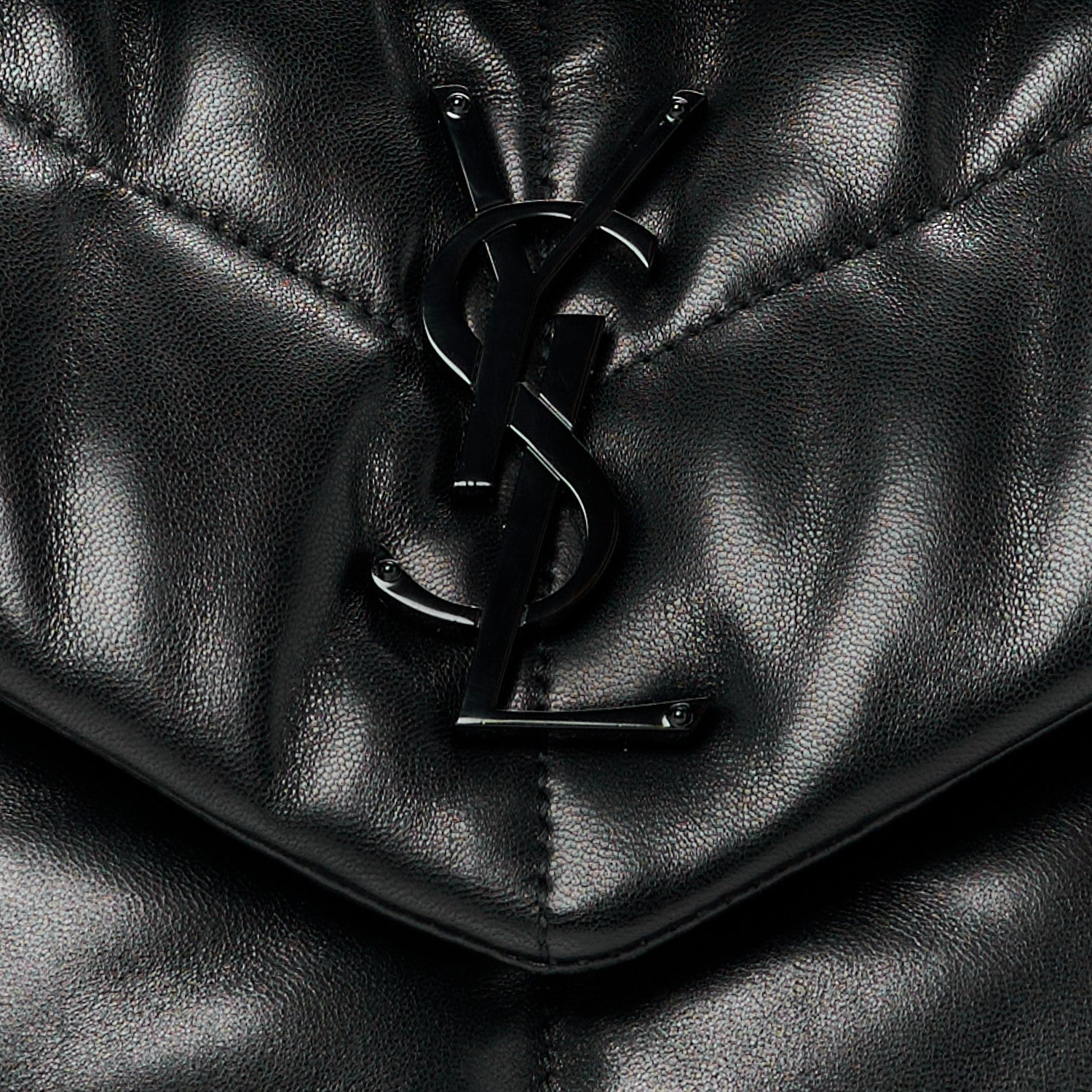 Saint Laurent Lambskin Quilted Monogram Monochrome Small Loulou Puffer Chain Satchel Black 9 of 11
