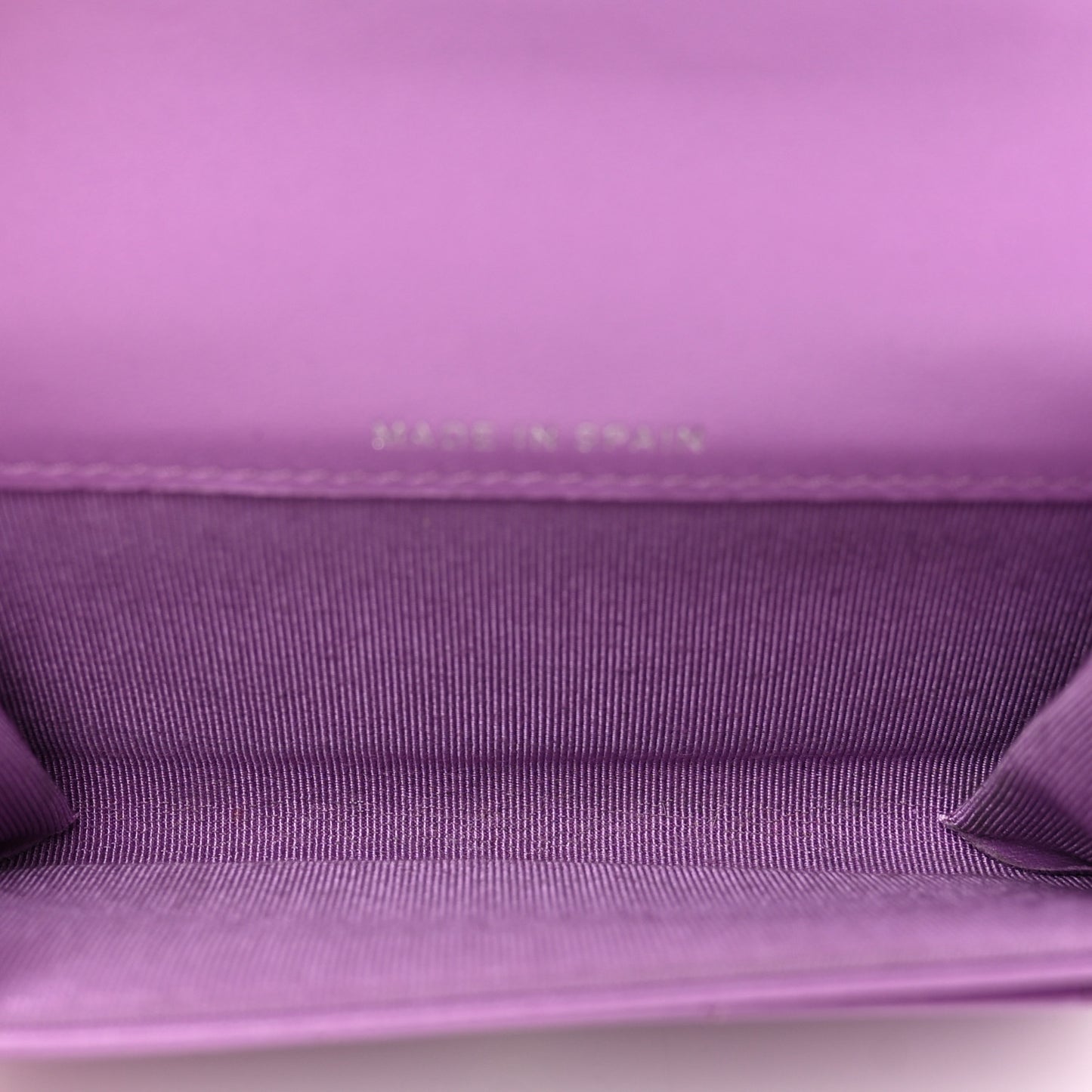 Lambskin Quilted Flap Card Holder Wallet Purple