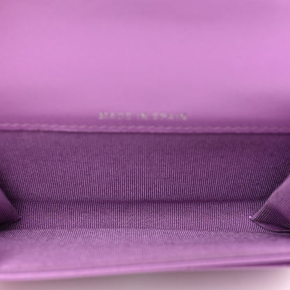 Chanel Lambskin Quilted Flap Card Holder Wallet Purple 5 of 8