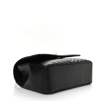 Chanel Calfskin Chevron Quilted Top Handle Flap Black 4 of 12