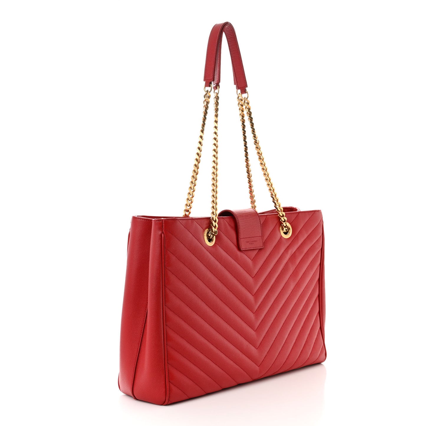Grain De Poudre Matelasse Chevron Monogram Shopping Bag Red